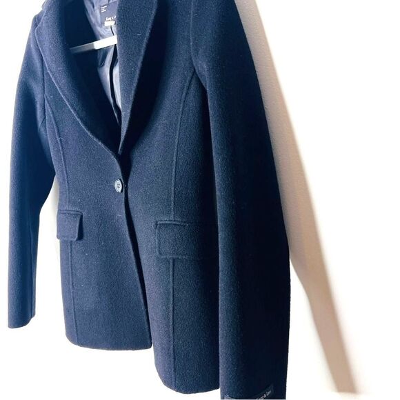 New Kang & Lee Black Wool one button Women's fitted Blazer Sz S with pockets - Picture 3 of 11